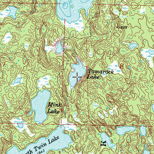 Topographic Map of Tamarack Lake, MN