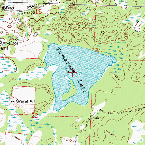 Topographic Map of Tamarack Lake, MN