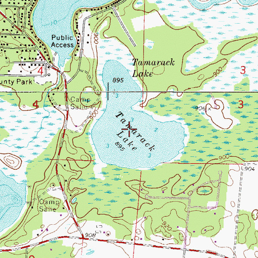 Topographic Map of Tamarack Lake, MN
