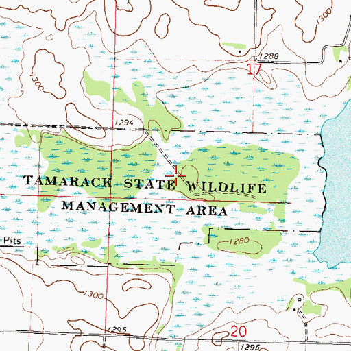 Topographic Map of Tamarack State Wildlife Management Area, MN