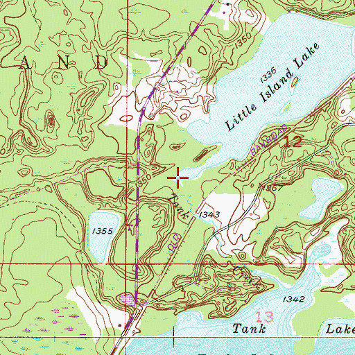 Topographic Map of Tank Creek, MN