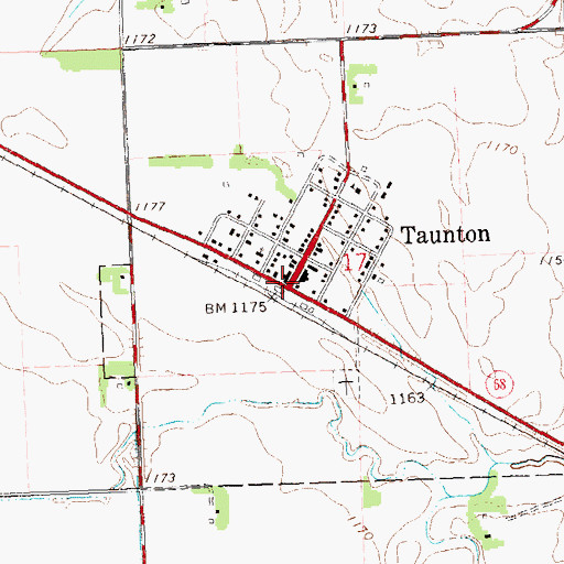 Topographic Map of Taunton, MN