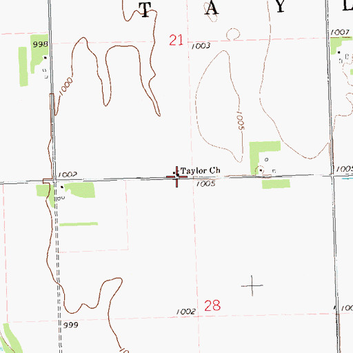 Topographic Map of Taylor Church, MN