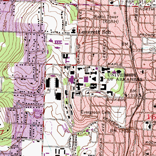 Topographic Map of Central Plaza, AR