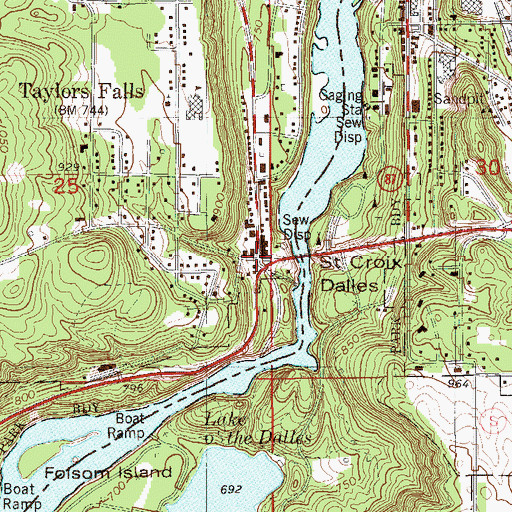 Topographic Map of Taylors Falls, MN