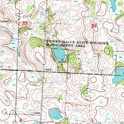 Topographic Map of Teiken-Dalve State Wildlife Management Area, MN