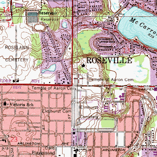Topographic Map of Temple of Aaron Cemetery, MN