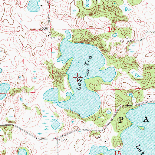 Topographic Map of Lake Ten, MN