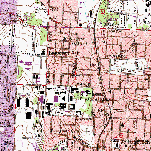 Topographic Map of Chi Alpha Assembly of God Center, AR