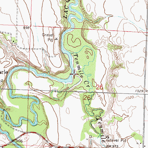 Topographic Map of Tenmile Creek, MN