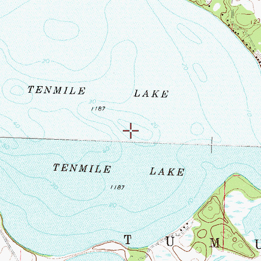 Topographic Map of Tenmile Lake, MN