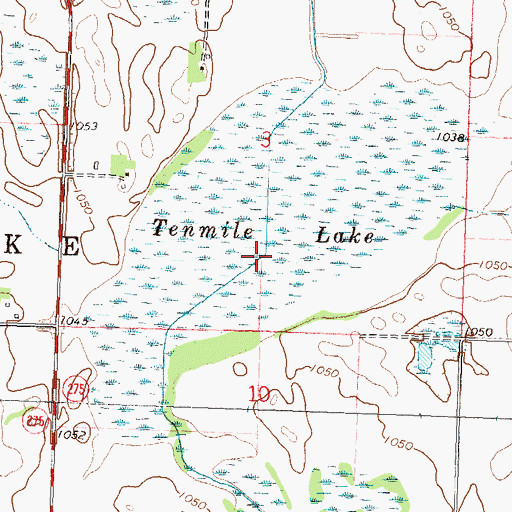 Topographic Map of Tenmile Lake, MN
