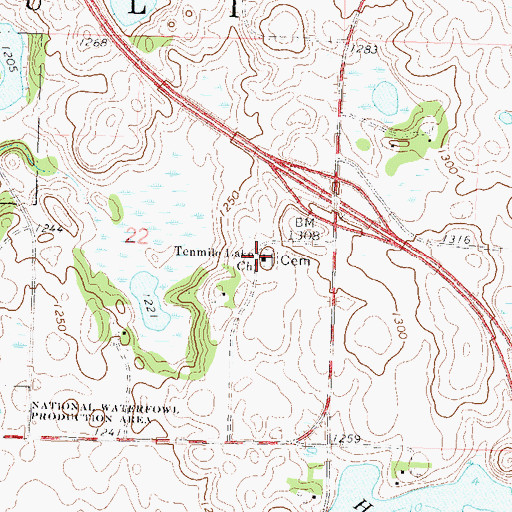 Topographic Map of Tenmile Lake Church, MN
