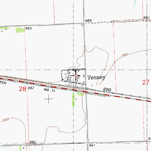Topographic Map of Tenney, MN