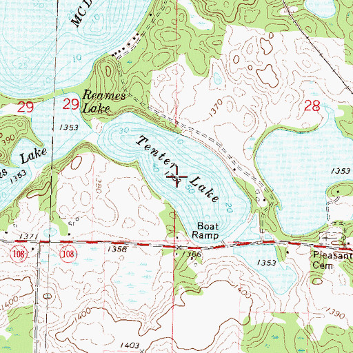 Topographic Map of Tenter Lake, MN