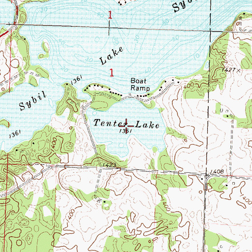 Topographic Map of Tenter Lake, MN