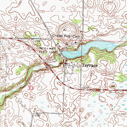 Topographic Map of Terrace, MN