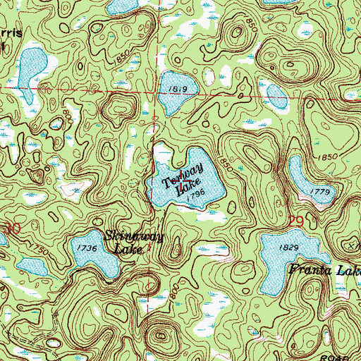 Topographic Map of Terway Lake, MN
