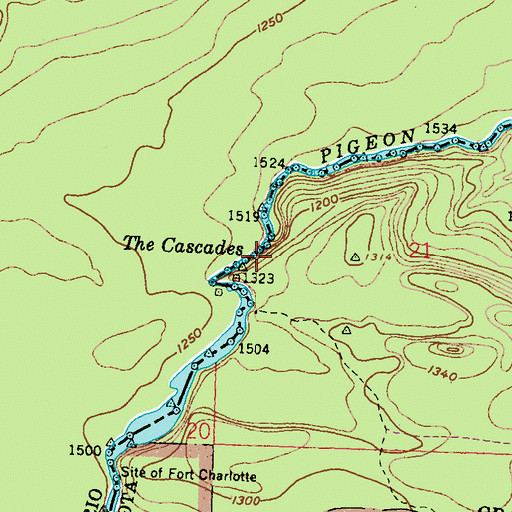 Topographic Map of The Cascades, MN