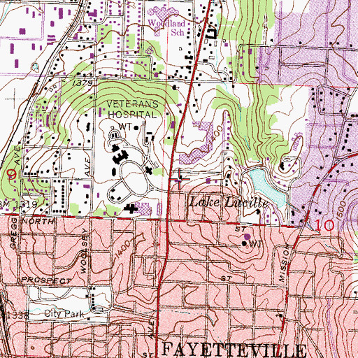 Topographic Map of Colonial Village Shopping Center, AR
