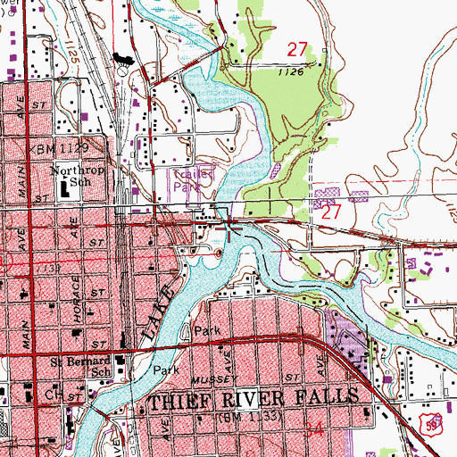 Topographic Map of Thief River, MN