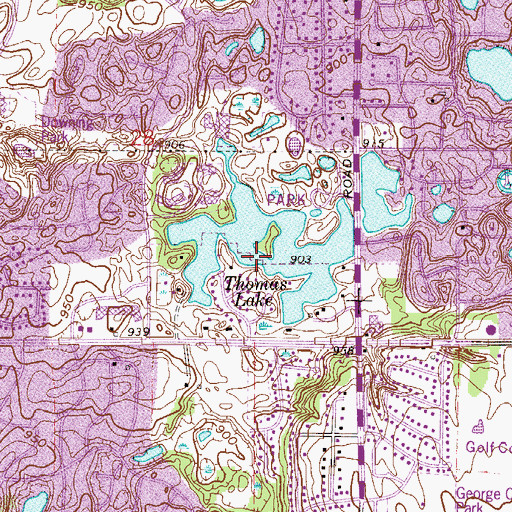 Topographic Map of Thomas Lake, MN