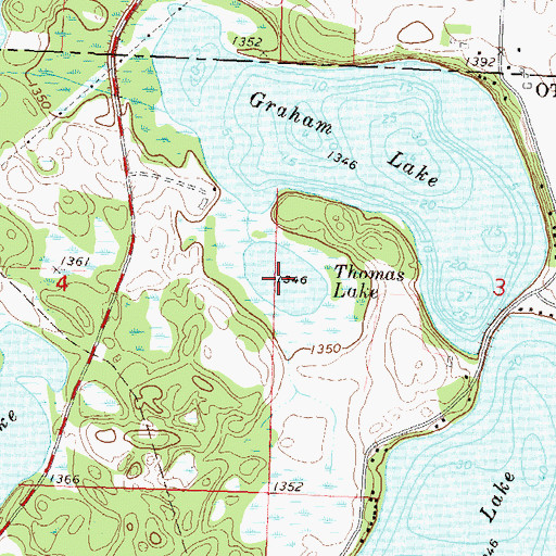 Topographic Map of Thomas Lake, MN