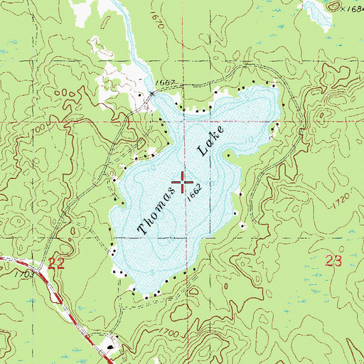 Topographic Map of Thomas Lake, MN