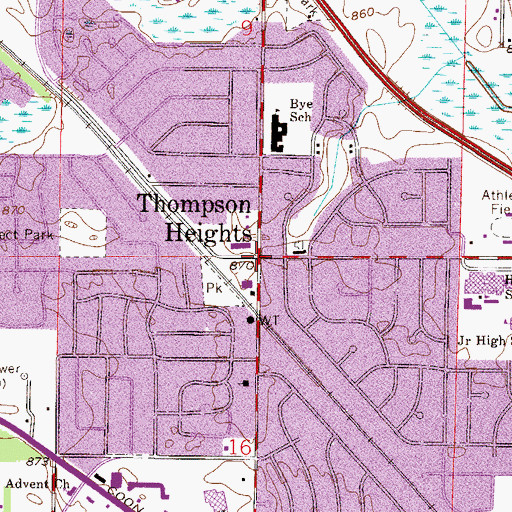 Topographic Map of Thompson Heights, MN