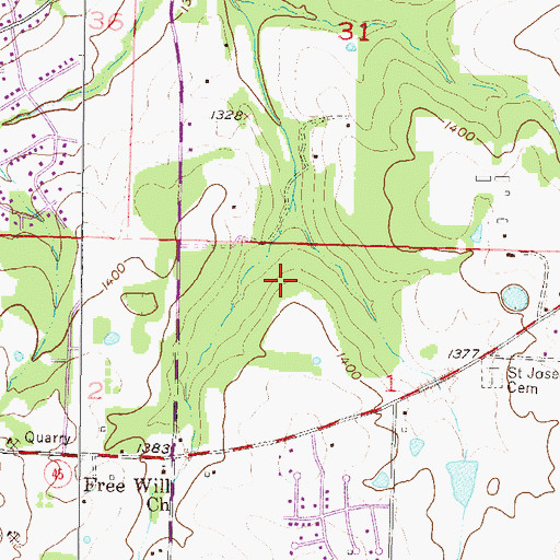 Topographic Map of Crossover Park, AR