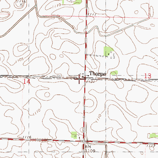 Topographic Map of Thorpe, MN