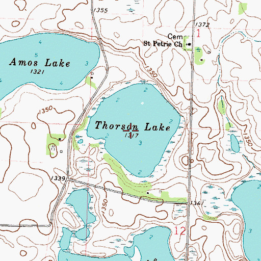 Topographic Map of Thorson Lake, MN