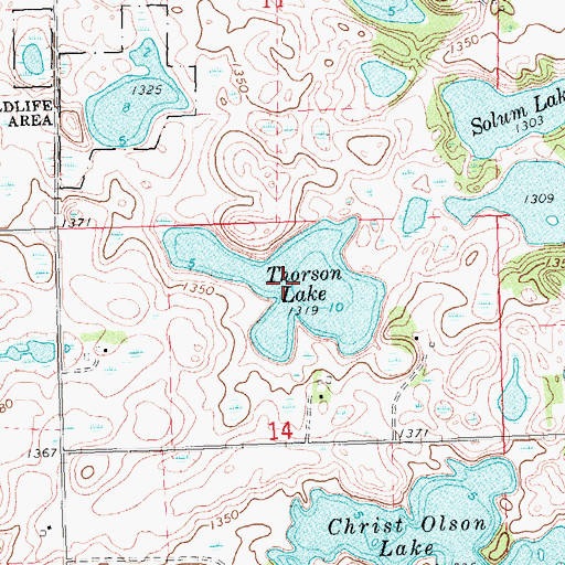 Topographic Map of Thorson Lake, MN