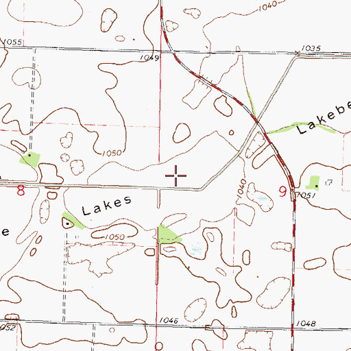Topographic Map of Three Lakes Lakebed, MN