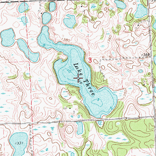 Topographic Map of Lake Three, MN