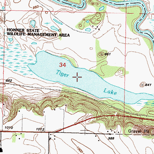 Topographic Map of Tiger Lake, MN