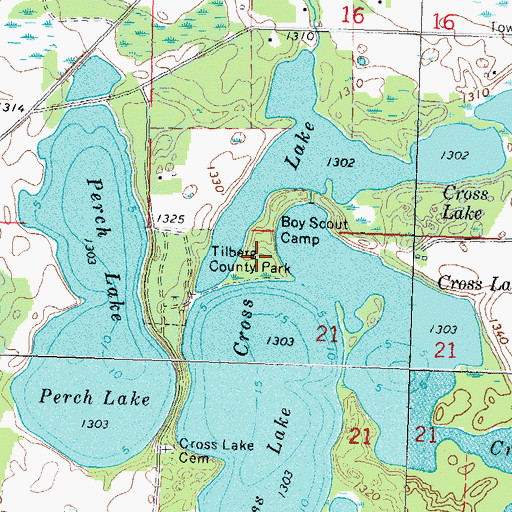 Topographic Map of Tilberg County Park, MN