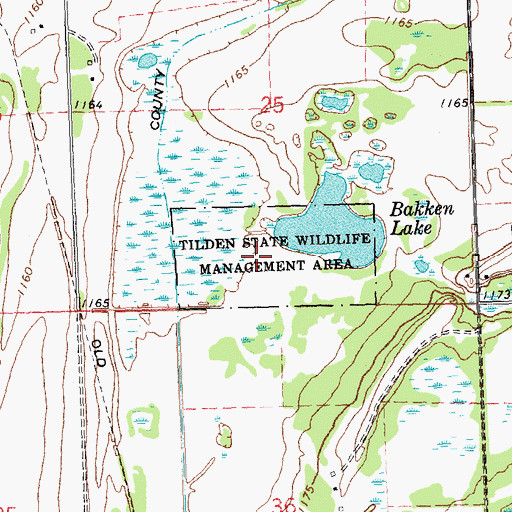 Topographic Map of Tilden State Wildlife Management Area, MN