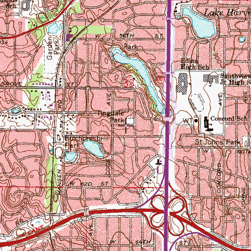 Topographic Map of Tingdale Park, MN