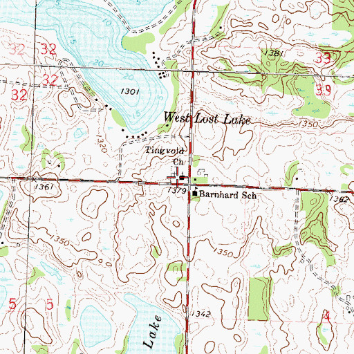 Topographic Map of Tingvold Church, MN