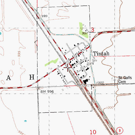 Topographic Map of Tintah, MN
