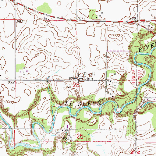Topographic Map of Tivoli Cemetery, MN