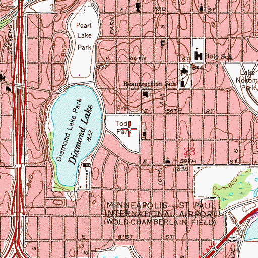 Topographic Map of Todd Park, MN