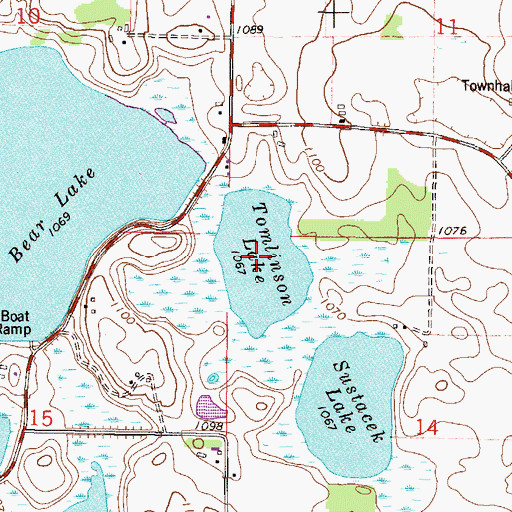 Topographic Map of Tomlinson Lake, MN