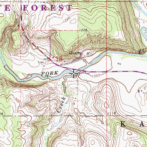 Topographic Map of Tompkins Creek, MN