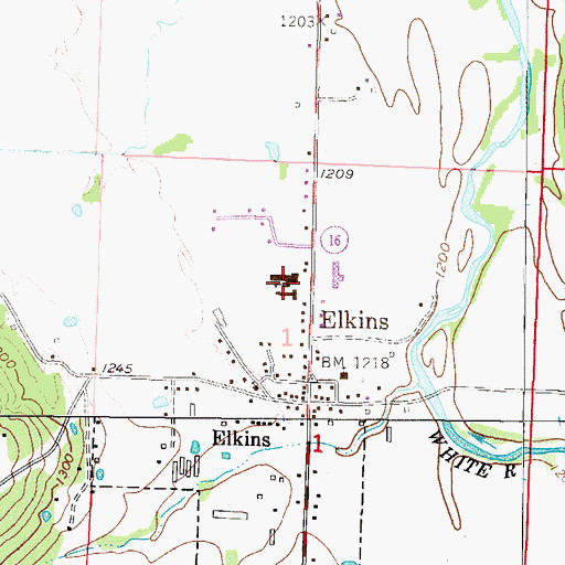 Topographic Map of Elkins High School, AR
