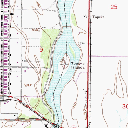 Topographic Map of Topeka Islands, MN