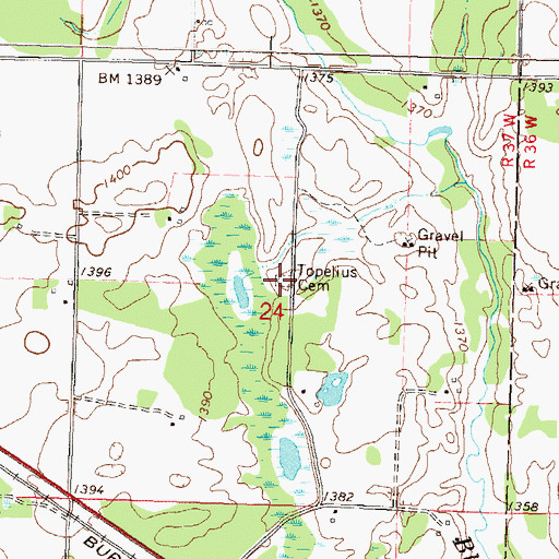 Topographic Map of Topelius Cemetery, MN