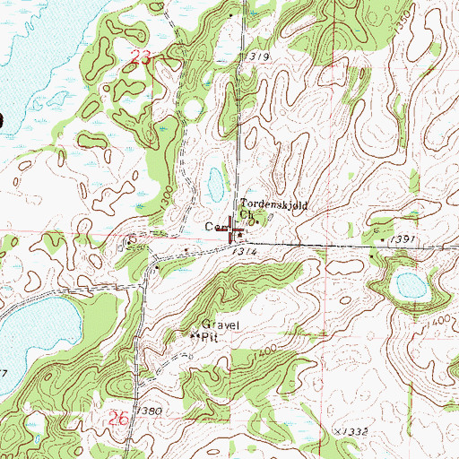 Topographic Map of Tordenskjold Church, MN