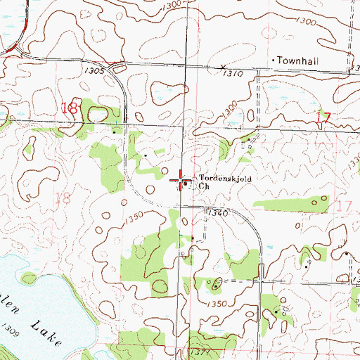 Topographic Map of Tordenskjold Church, MN